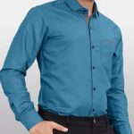 Mens Regular Fit Solid Soft Touch Cotton Casual Shirt with Pocket Design with Spread Collar & Full Sleeves colour -blue