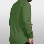 Mens Regular Fit Solid Soft Touch Cotton Casual Shirt with Pocket Design with Spread Collar & Full Sleeves colour - green
