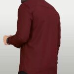 Mens Regular Fit Solid Soft Touch Cotton Casual Shirt with Pocket Design with Spread Collar & Full Sleeves colour - maroon