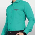 Mens Regular Fit Solid Soft Touch Cotton Casual Shirt with Pocket Design with Spread Collar & Full Sleeves colour -pine green