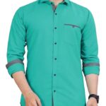 Mens Regular Fit Solid Soft Touch Cotton Casual Shirt with Pocket Design with Spread Collar & Full Sleeves colour -pine green