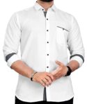 Men's Regular Fit Solid Soft Touch Cotton Casual Shirt with Pocket Design with Spread Collar & Full Sleeves - White