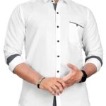Men's Regular Fit Solid Soft Touch Cotton Casual Shirt with Pocket Design with Spread Collar & Full Sleeves - White