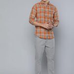 Men Slim Fit Checkered Full Sleeves Cutaway Collar Casual Shirt