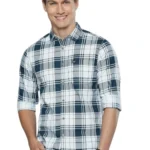 Men Slim Fit Checkered Full Sleeves Cutaway Collar Casual Shirt - Colour white..