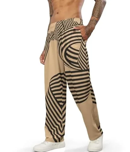 Theekchhoo Trendy Printed Cotton Blend Relaxed Fit ActiveCasual Travel Wear TrackpantsLowers for Men Khaki