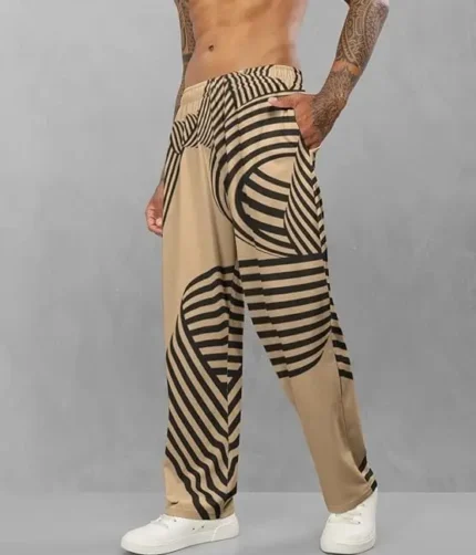 Theekchhoo Trendy Printed Cotton Blend Relaxed Fit ActiveCasual Travel Wear TrackpantsLowers for Men Khaki