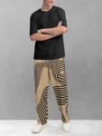 Theekchhoo Trendy Printed Cotton Blend Relaxed Fit ActiveCasual Travel Wear TrackpantsLowers for Men Khaki